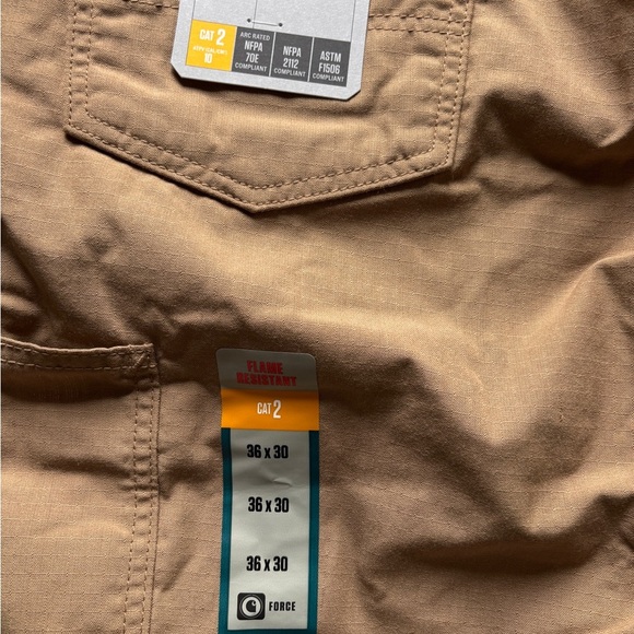 Carhartt Men’s 36x30 Flame Resistant FR Khaki Work Pants NWT CAT 2 BN4785-FRM - Picture 7 of 9